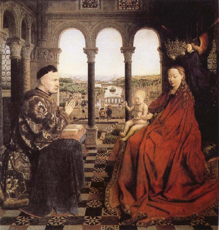 EYCK, Jan van The Virgin of Chancellor Rolin Sweden oil painting art